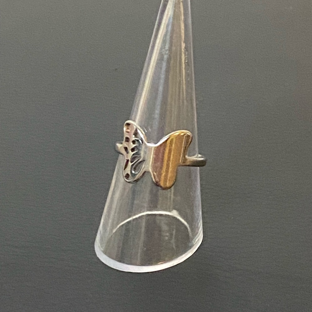 Elegant Stainless Steel Silver Butterfly Ring sz 8